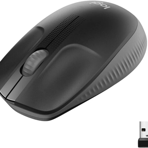 Logitech M190 Wireless Mousee with comfortable contoured design.