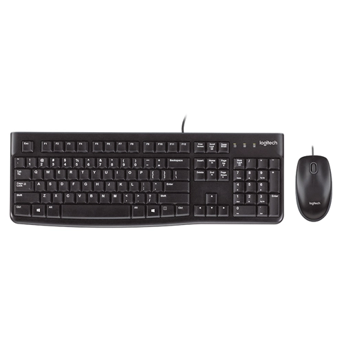 Logitech MK120 Corded Keyboard and Mouse Combo with durable design and USB connectivity.