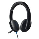 Logitech H540 USB Headset with high-definition stereo sound and on-ear controls.