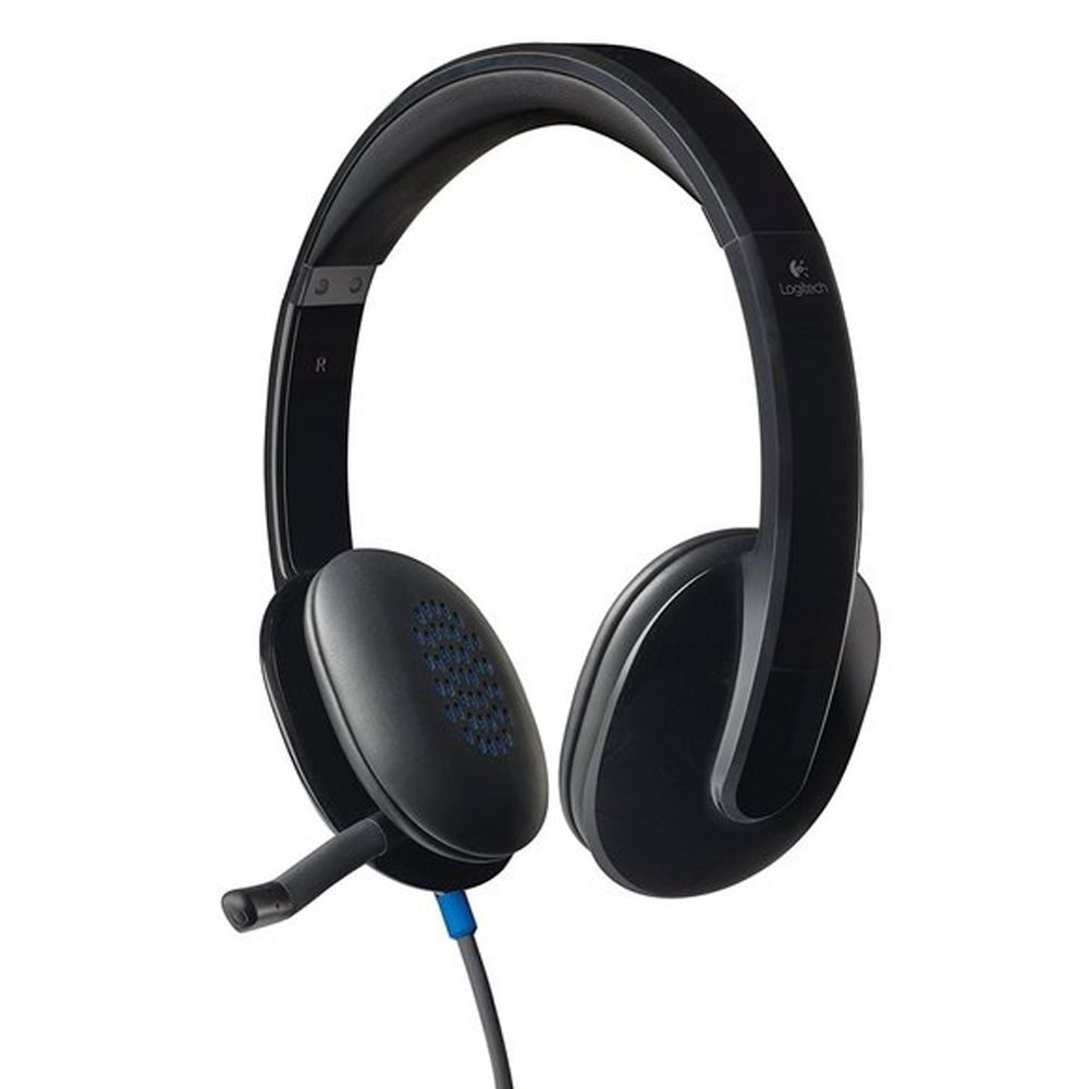 Logitech H540 USB Headset with high-definition stereo sound and on-ear controls.