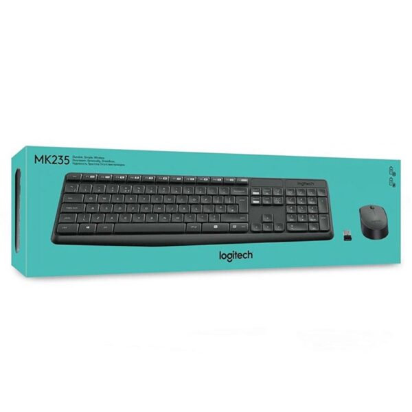 Logitech MK235 Wireless Keyboard and Mouse Combo with durable design and reliable wireless.