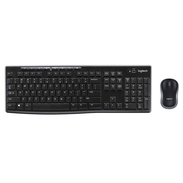Logitech MK270 Wireless Keyboard and Mouse Combo with 2.4GHz connectivity and media keys.