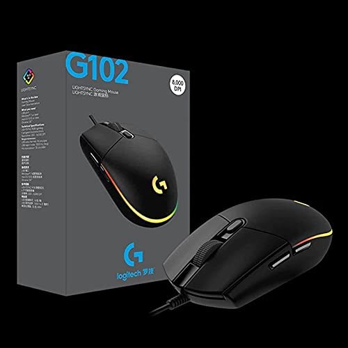 Logitech G102 Gaming Mouse with LIGHTSYNC RGB and 8000 DPI sensor.