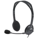 Logitech H111 Stereo Headset with 3.5mm jack and noise-canceling microphone.