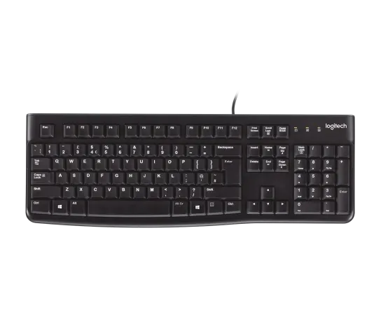 Logitech K120 Wired Keyboard with durable design and USB connectivity.